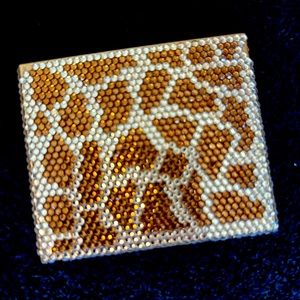 VINTAGE Swarovski crystal encrusted, animal print compact. Purchased in 1989.